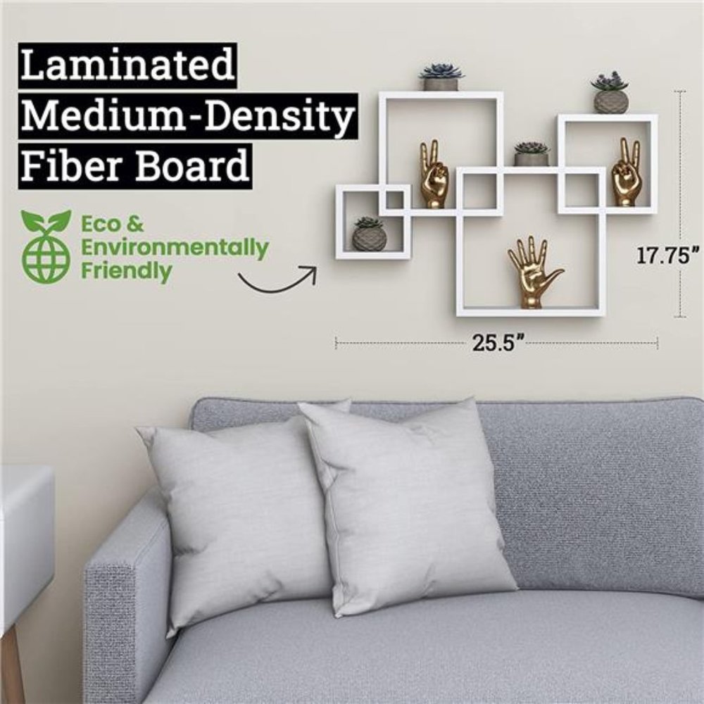 4 Cube Intersecting Shelves Easy-to-Assemble Floating Wall Mount Shelves Bedroom - Picture 3 of 4